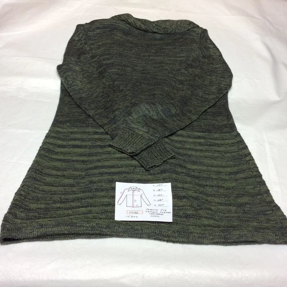 Fortune + Ivy‎ Olive Green Knit Cardigan Sweater Striped Pattern Long Sleeve
